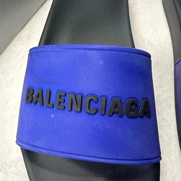 Balenciaga Slides SZ 8 Blue Slippers - Picture 7 of 9